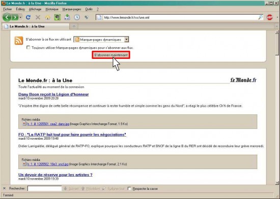 abo RSS marque page dynamique